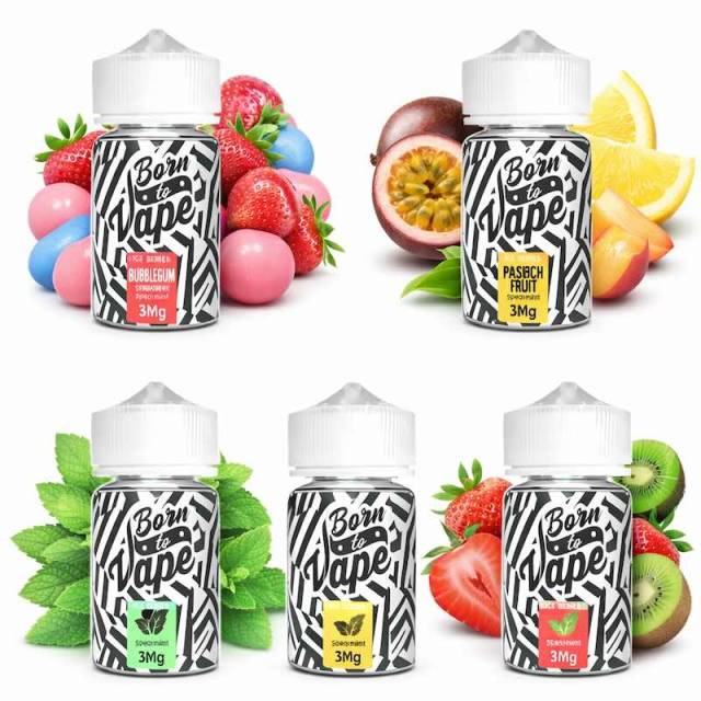 Born To Vape Juice 60ml 3mg Free Base sabores Strawberry Kiwi, Spearmint e Passion Fruit líquido para vape